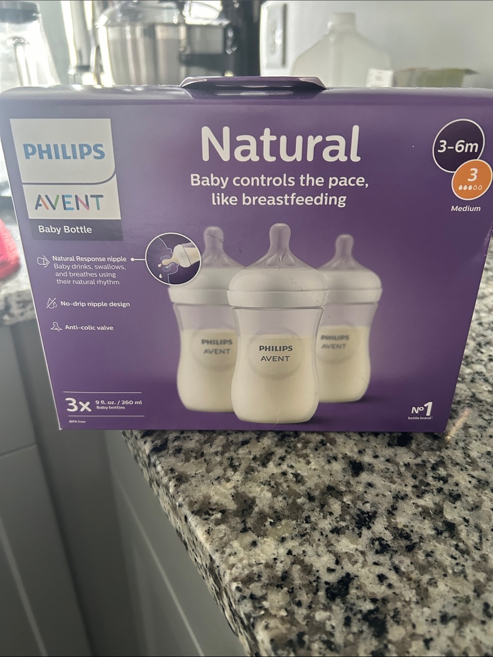 Philips Avent Natural Baby Bottles - 3-6 months nipple 3 Medium